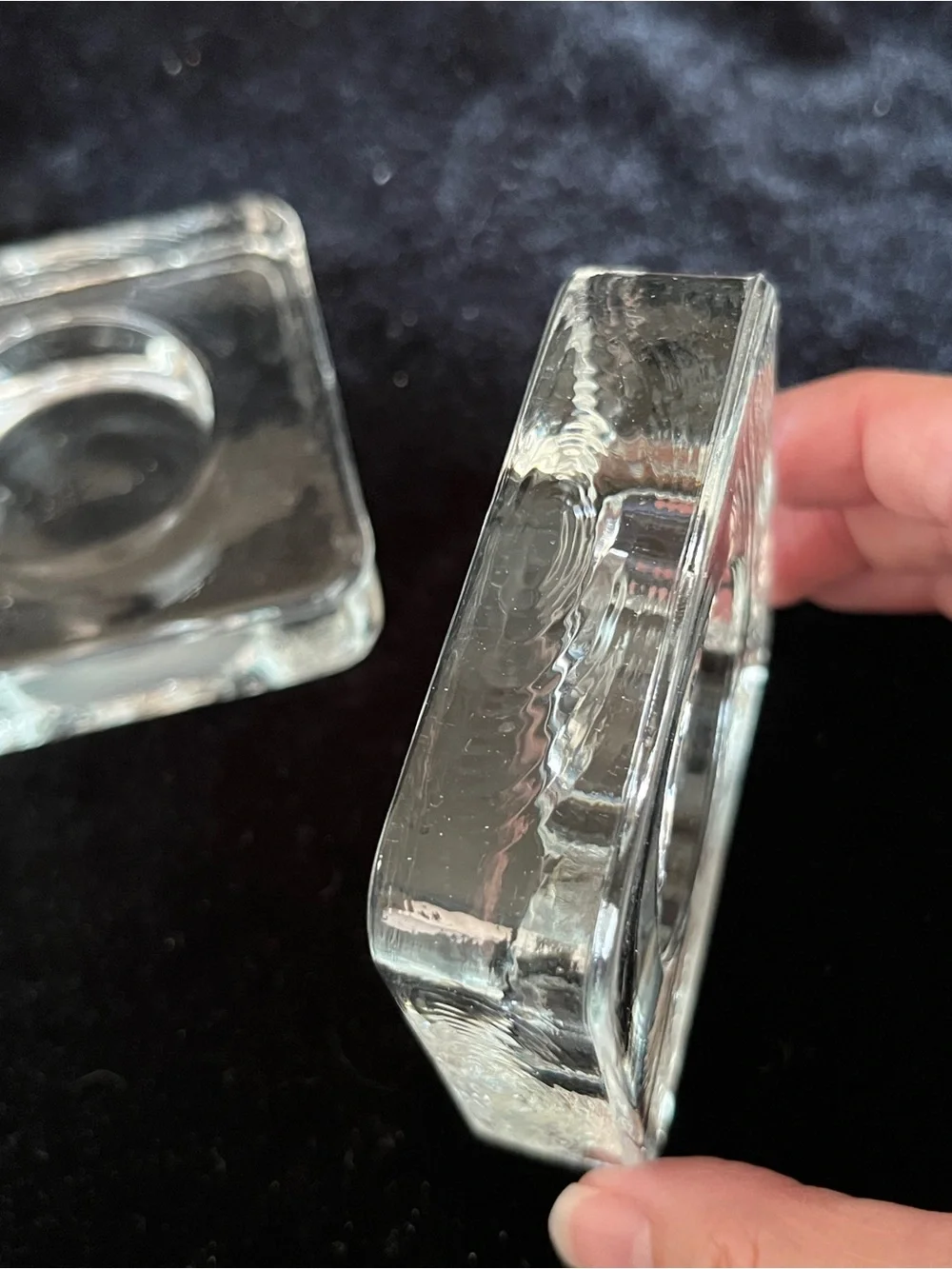 Set of 2 Recycled Clear Glass SquareVotive Candle Holders
